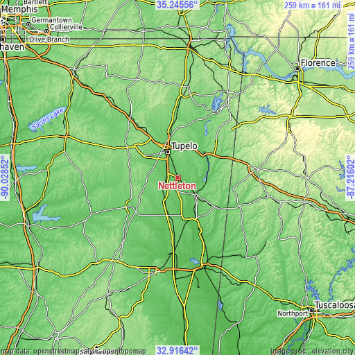 Topographic map of Nettleton