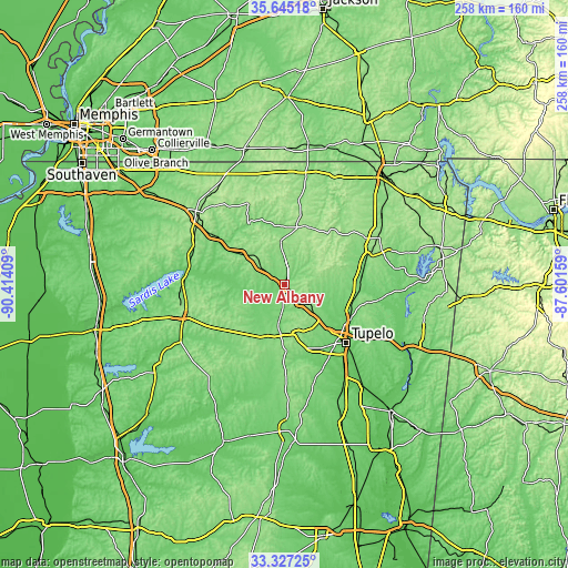 Topographic map of New Albany