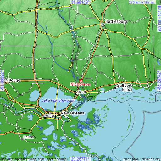 Topographic map of Nicholson