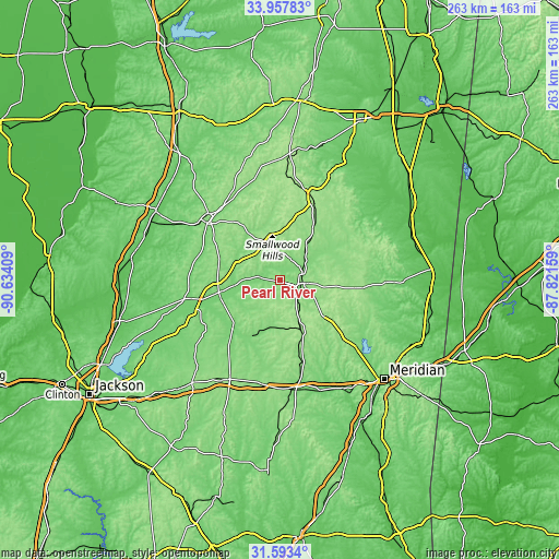 Topographic map of Pearl River