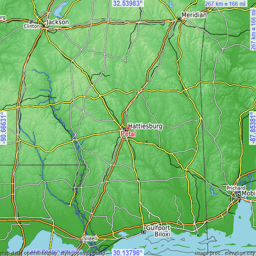 Topographic map of Petal