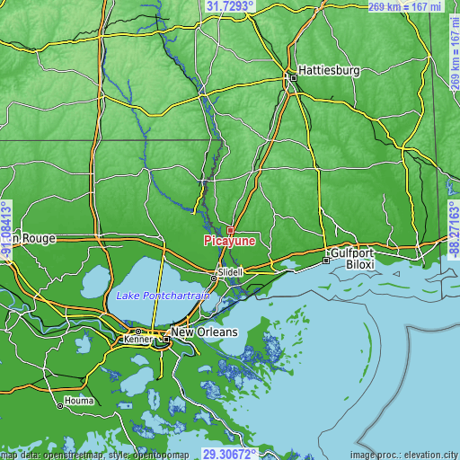 Topographic map of Picayune