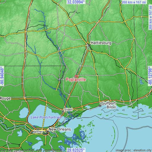 Topographic map of Poplarville