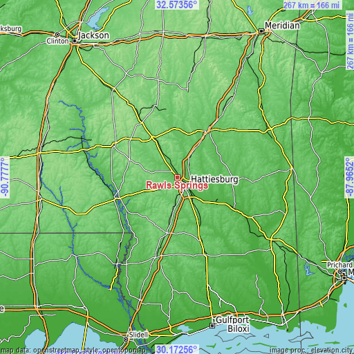 Topographic map of Rawls Springs