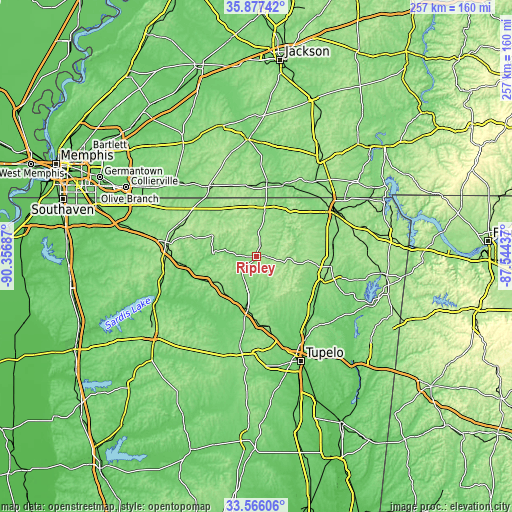 Topographic map of Ripley