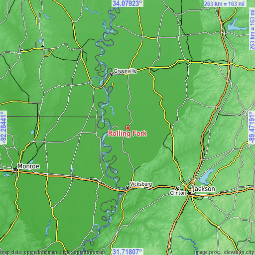 Topographic map of Rolling Fork