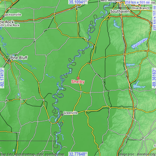 Topographic map of Shelby