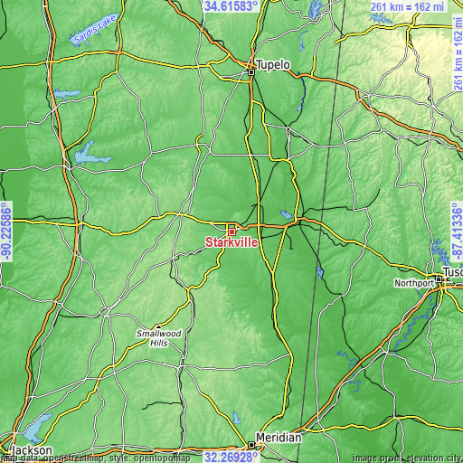 Topographic map of Starkville