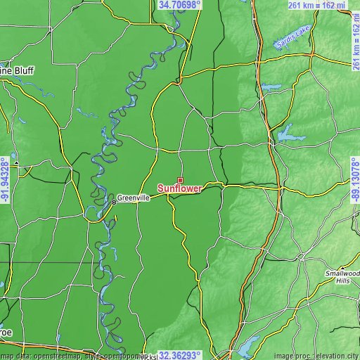 Topographic map of Sunflower