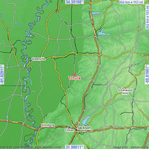 Topographic map of Tchula