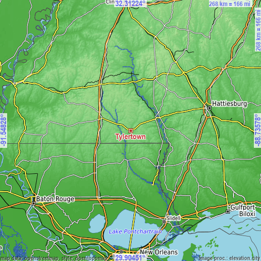 Topographic map of Tylertown