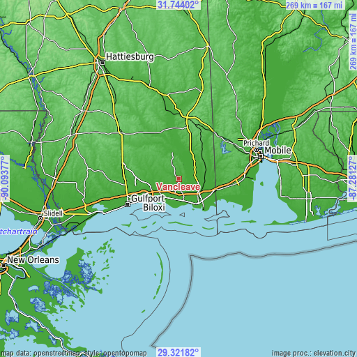 Topographic map of Vancleave