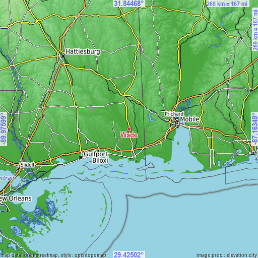 Topographic map of Wade