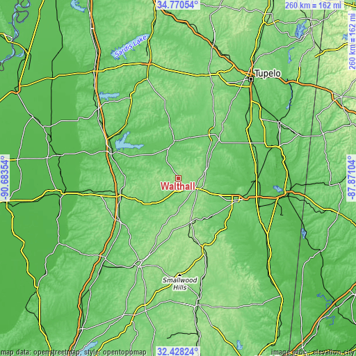 Topographic map of Walthall