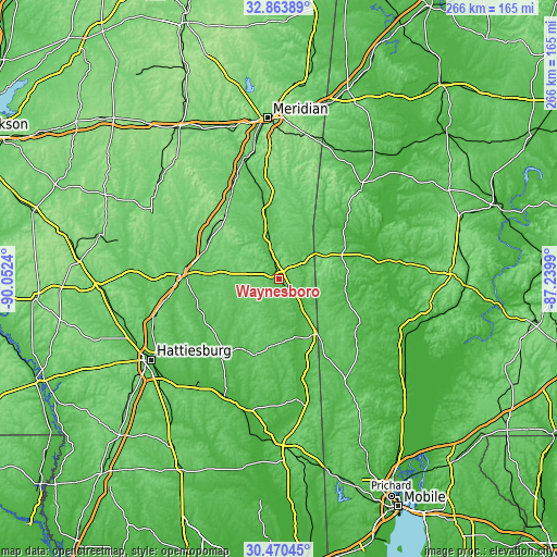 Topographic map of Waynesboro