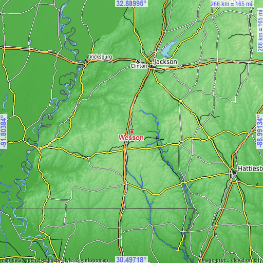 Topographic map of Wesson