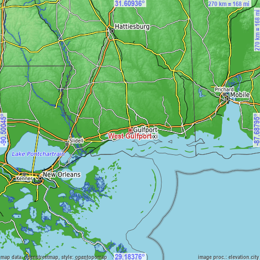 Topographic map of West Gulfport