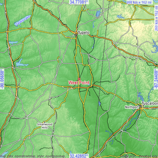 Topographic map of West Point