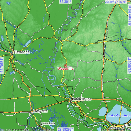 Topographic map of Woodville