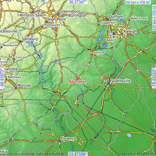 Topographic map of Aberdeen