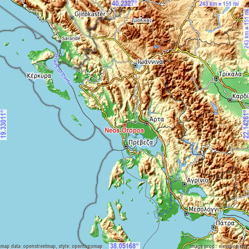 Topographic map of Néos Oropós