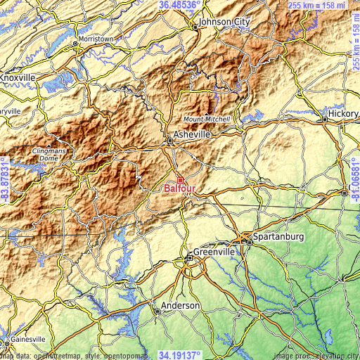 Topographic map of Balfour