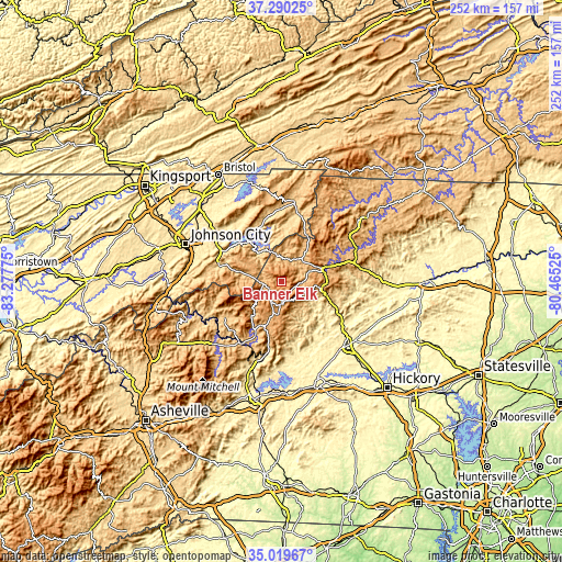 Topographic map of Banner Elk