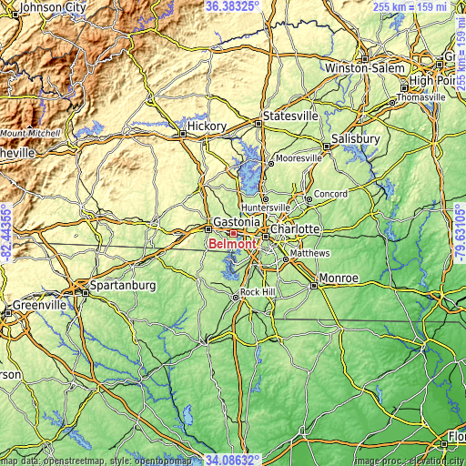 Topographic map of Belmont