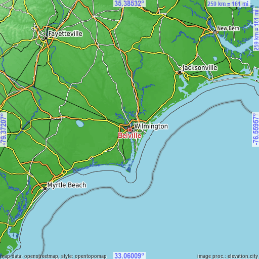 Topographic map of Belville