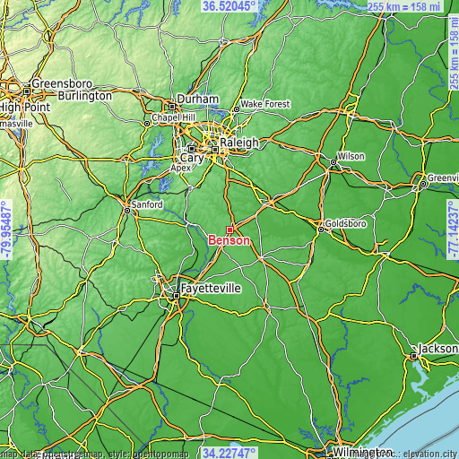 Topographic map of Benson