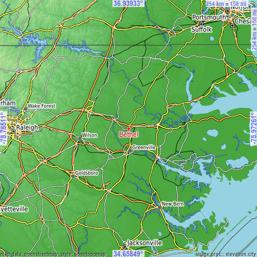 Topographic map of Bethel