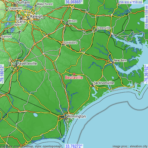 Topographic map of Beulaville