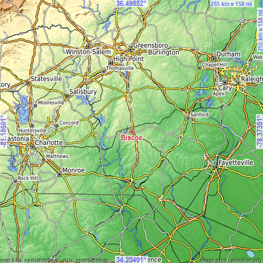 Topographic map of Biscoe