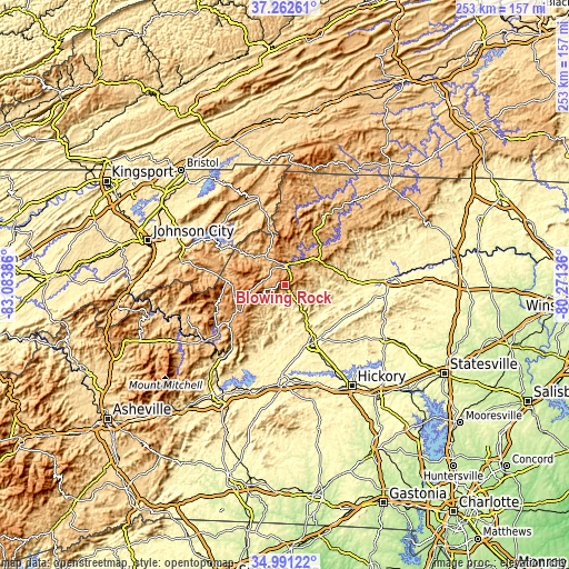 Topographic map of Blowing Rock