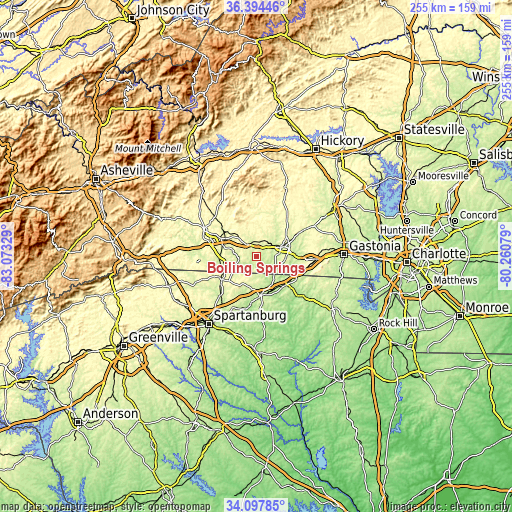 Topographic map of Boiling Springs