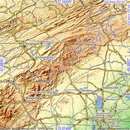 Topographic map of Boone