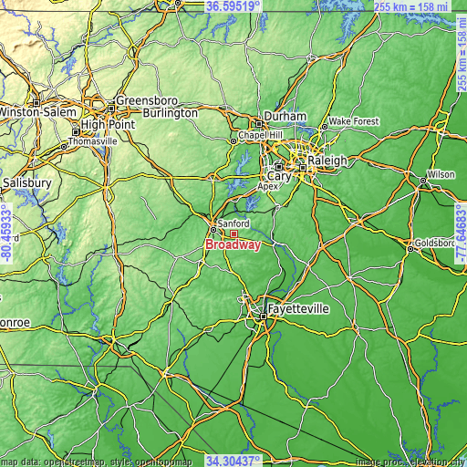 Topographic map of Broadway