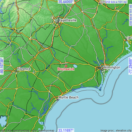 Topographic map of Brunswick