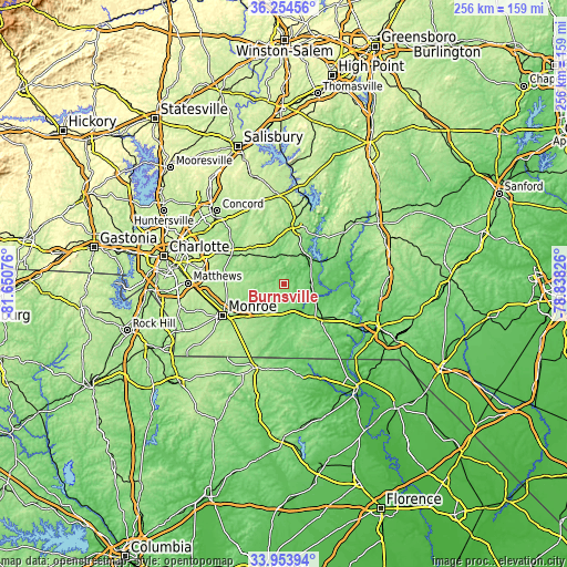 Topographic map of Burnsville