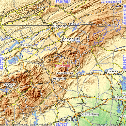 Topographic map of Burnsville