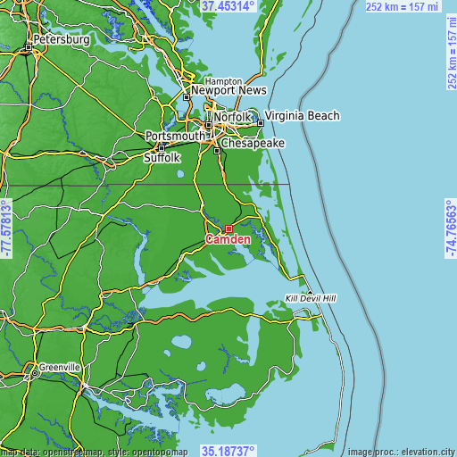 Topographic map of Camden