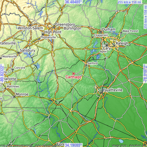 Topographic map of Carthage