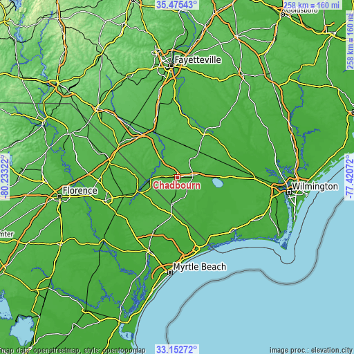 Topographic map of Chadbourn