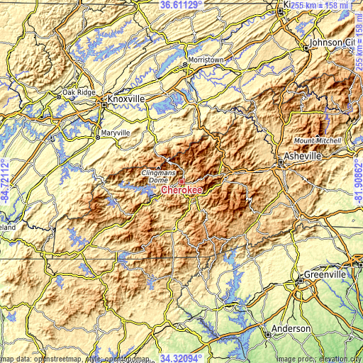 Topographic map of Cherokee