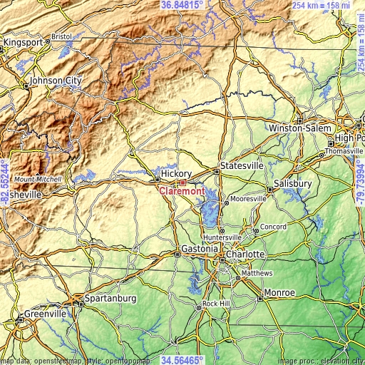 Topographic map of Claremont