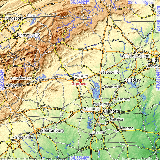 Topographic map of Conover