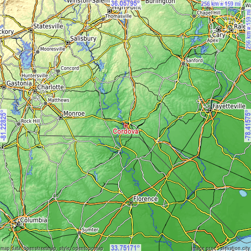 Topographic map of Cordova