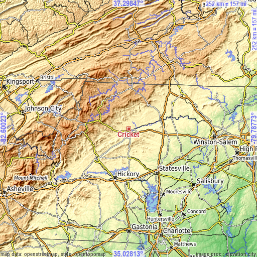 Topographic map of Cricket