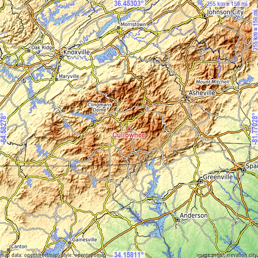 Topographic map of Cullowhee