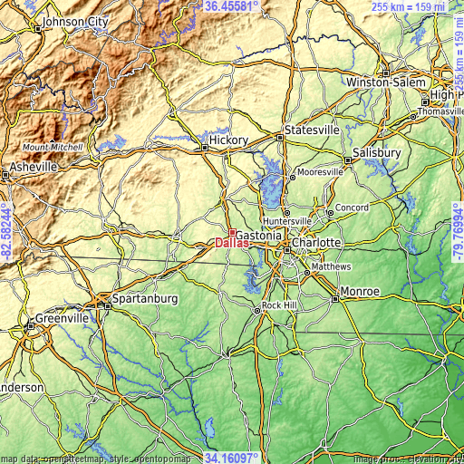 Topographic map of Dallas